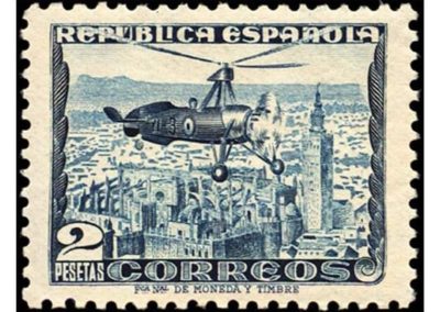 Sello conmemorativo del primer vuelo del autogiro de Juan de la Cierva